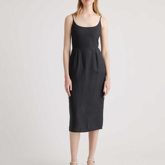 Quince Dresses & Skirts - Sleek Black Midi Slip Dress - Women's
